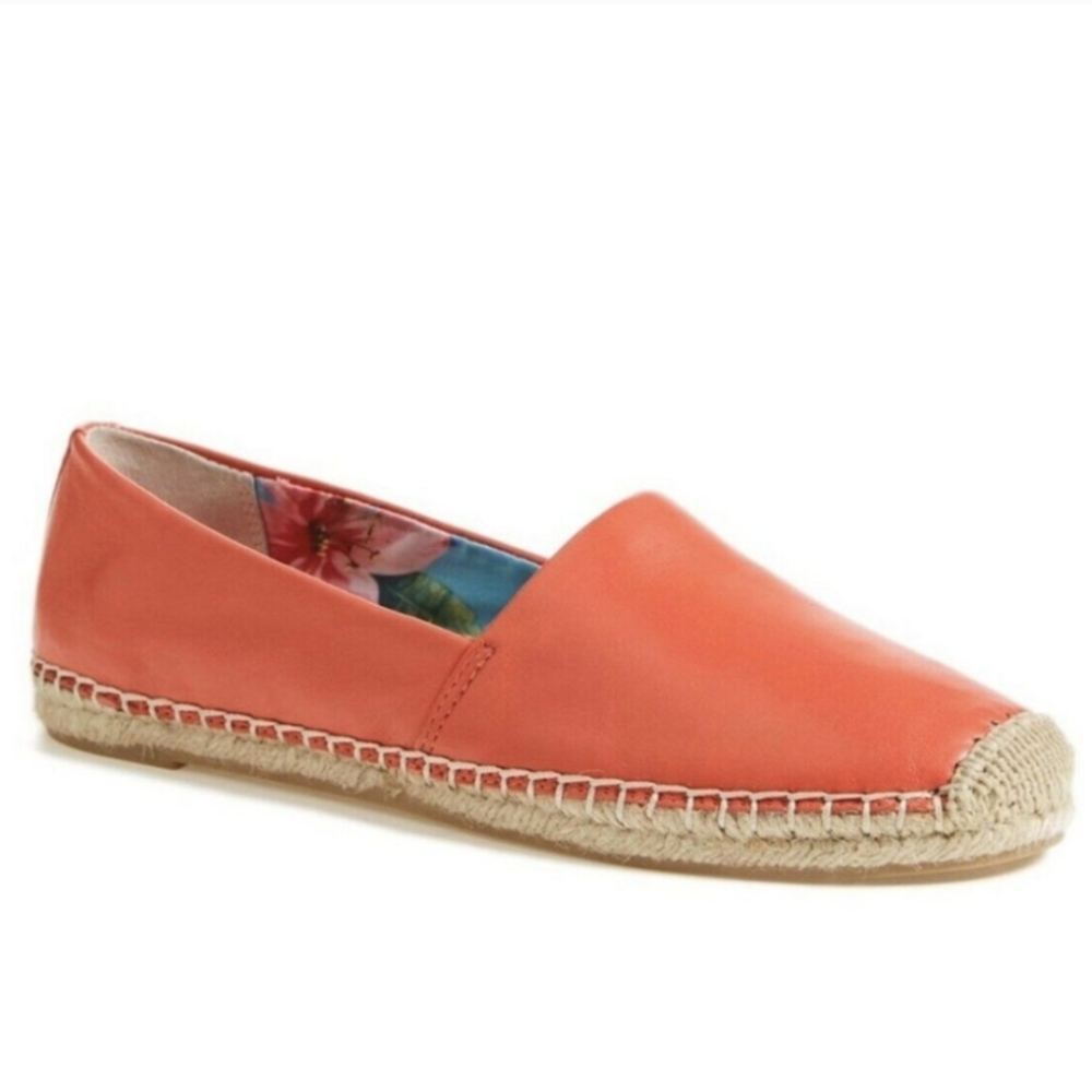 Sam Edelman Lynn Leather Espadrille Jute Toe Cap Slip On Beachy Coastal Orange 8